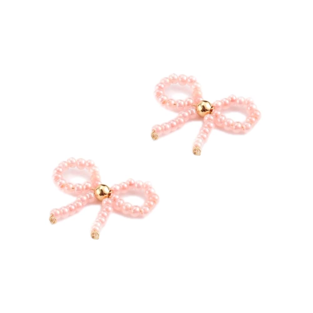 (per stuk) Rocailles strik bedel zalm roze - 15x17mm