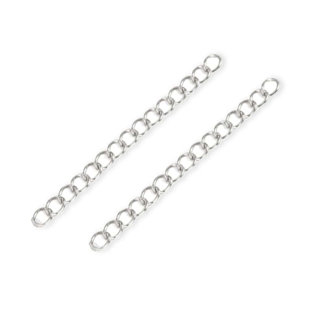 5 stuks Roestvrij stalen (RVS) verlengkettingen zilver - 50x3mm