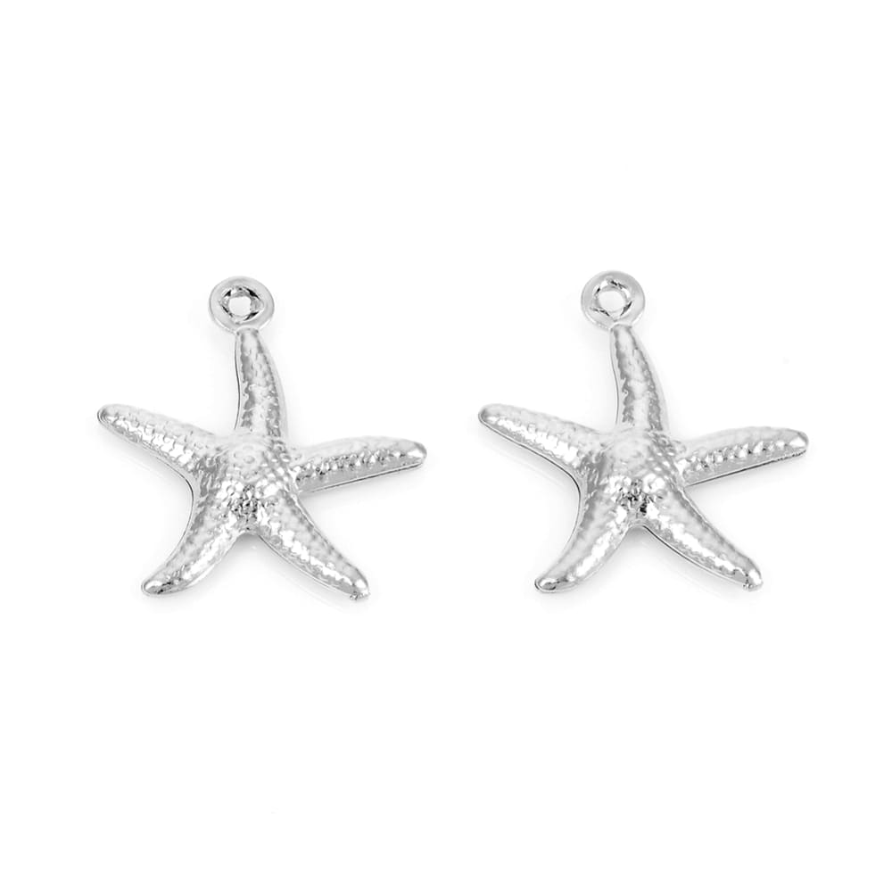 (per stuk) Roestvrij stalen (RVS) bedel zeester zilver - 17,5x15,5mm