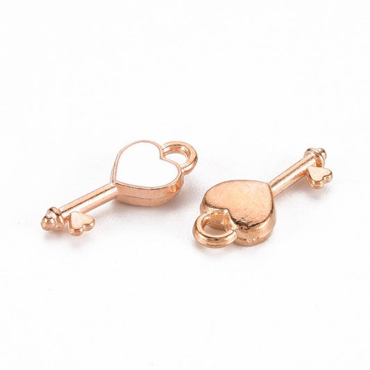 (per stuk) Bedel hartjes slot wit - 16x7x2mm