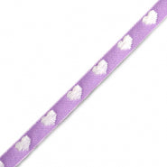 (per meter) Hartjes lint wit paars - 10mm