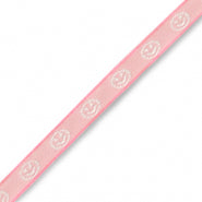 (per meter) Smiley wit roze - 10mm