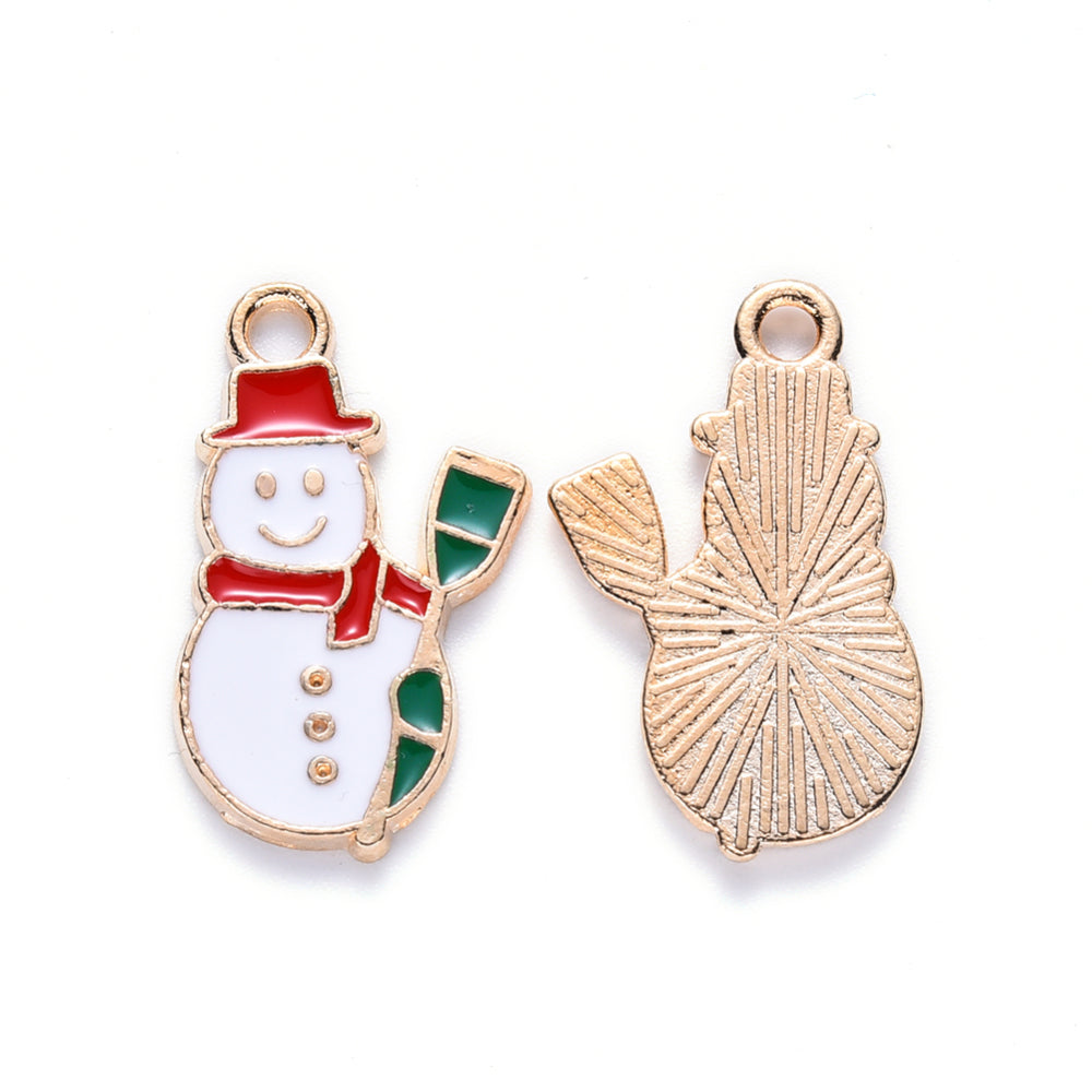 (per stuk) Kerst Sneeuwpop bedel wit - 21x13mm