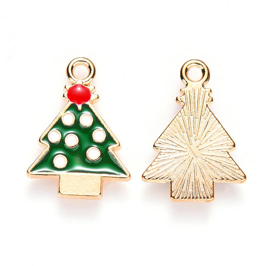 (per stuk) Kerstboom bedel groen - 20x14,5mm