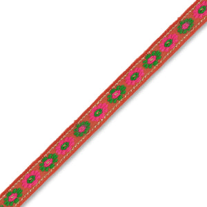 (pet meter) Bloemen lint oranje groen roze - 10mm