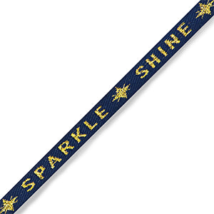 (per meter) "Sparkle Shine" lint blauw goud - 10mm