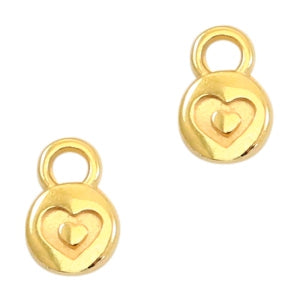 (per stuk) Bedel DQ metaal hart goud - 9x6mm