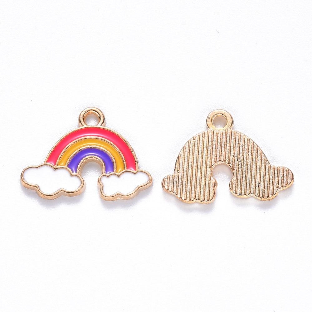 (per stuk) Regenboog bedel - 14x18,5mmx1,5mm