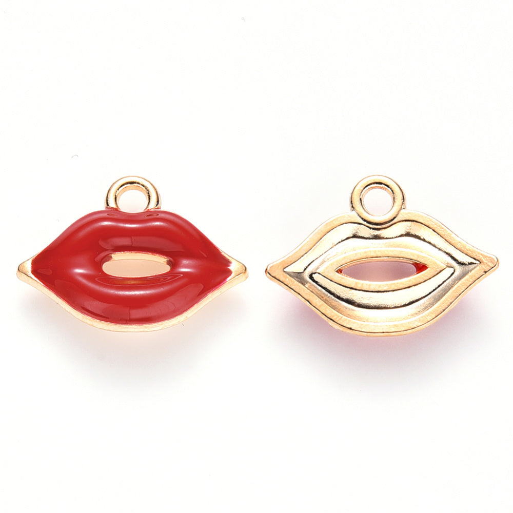 (per stuk) Bedel lip rood - 13x18x3mm