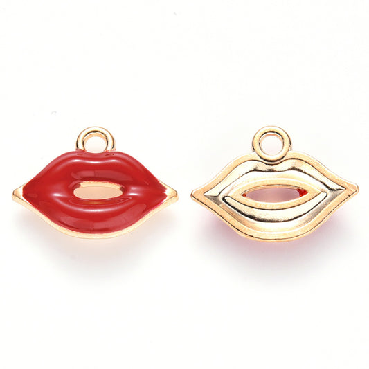 (per stuk) Bedel lip rood - 13x18x3mm
