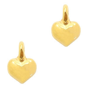 (per stuk) Bedel DQ metaal hart goud - 7x5mm