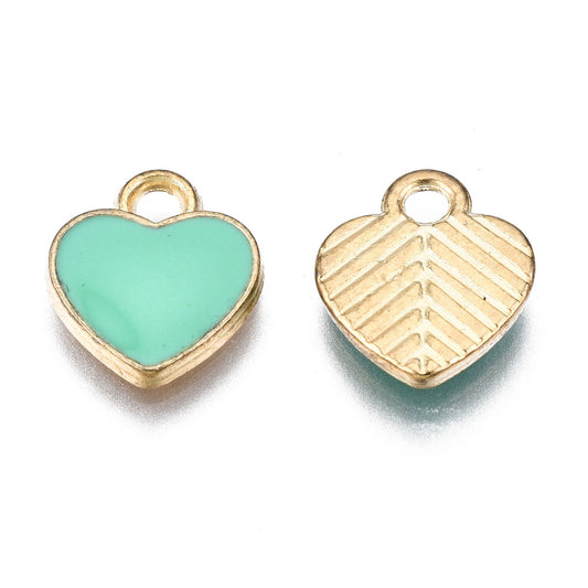 (per stuk) Groene hartjes bedels - 12x10x2mm