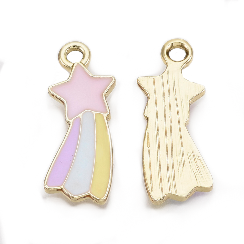 (per stuk) Pastel Ster bedel - 23,5x9x1mm