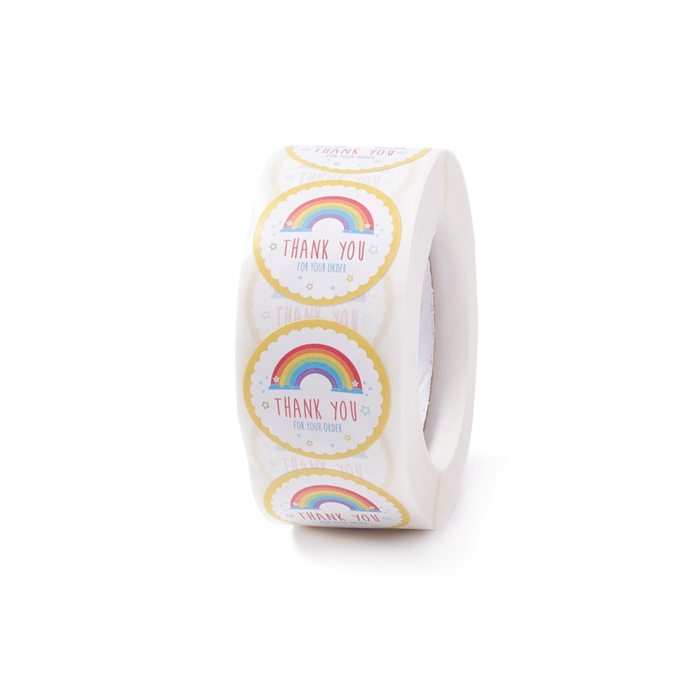500stuks (per rol) Thank You Sticker Regenboog - 25mm