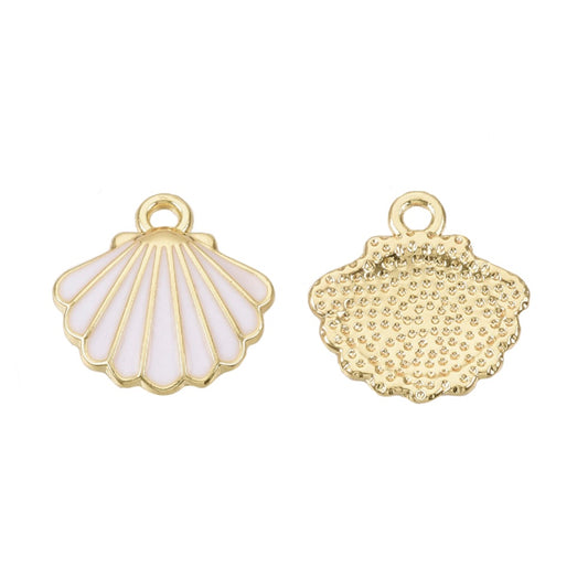 (per stuk) Witte Schelp bedel - 13x13mm