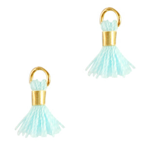 (per stuk) Kwastje Goud Licht Blauw - 7mm