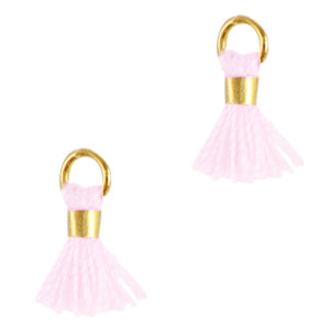 (per stuk) Kwastje Goud Licht Roze - 7mm