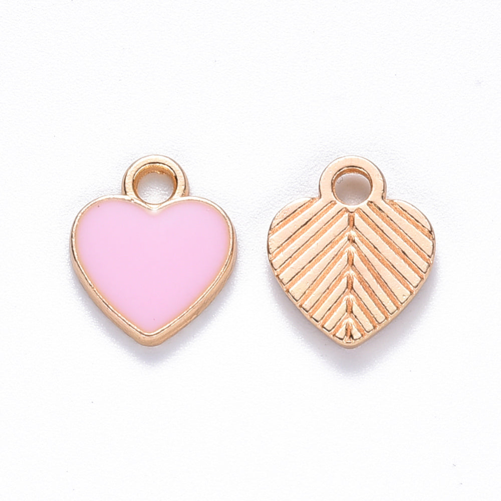 (per stuk) Licht roze hartjes bedels - 12x10x2mm