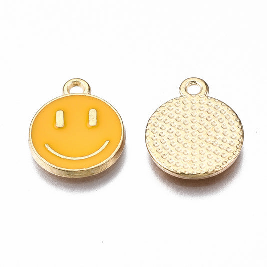 (per stuk) Gele Smiley bedel - 14,5x12mm