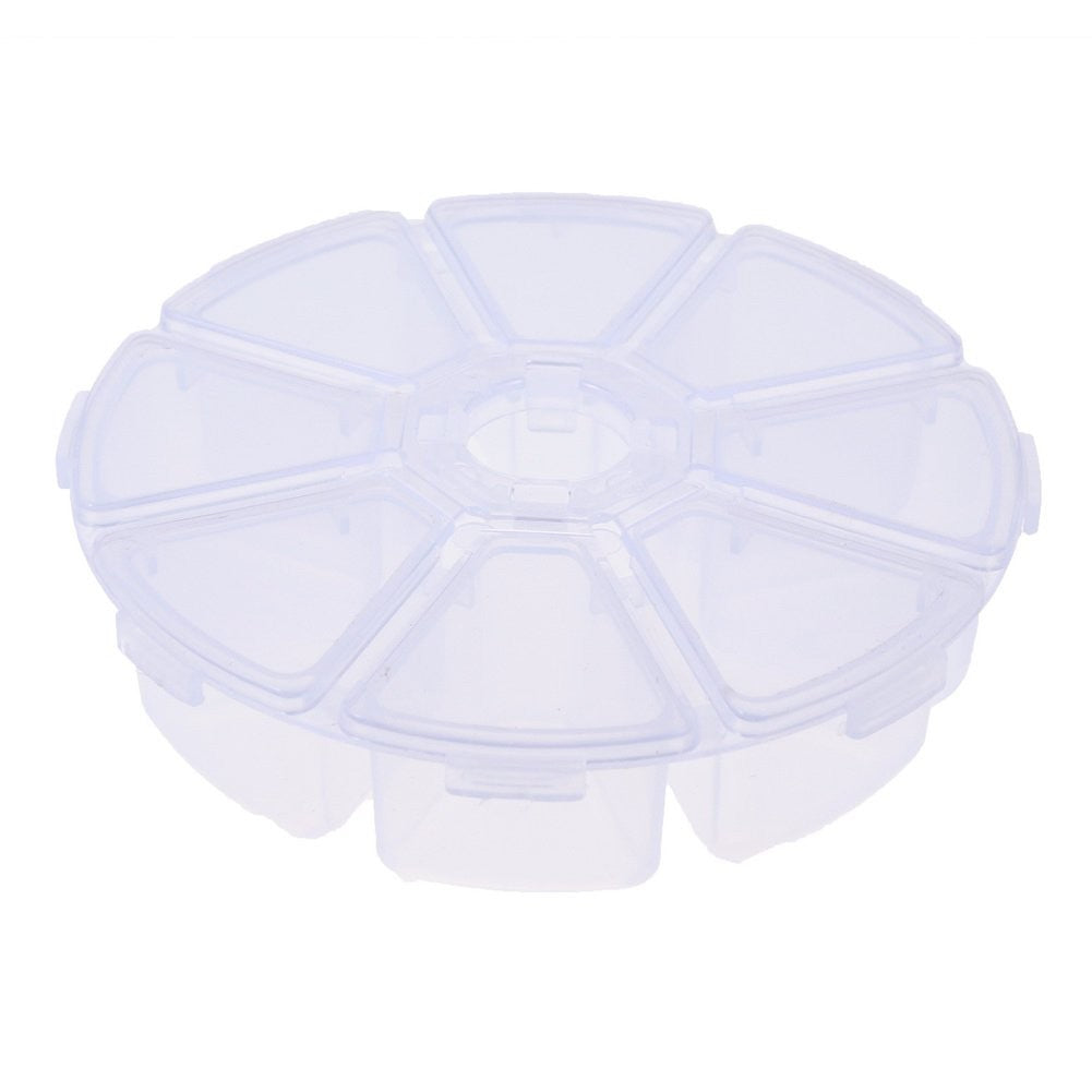 (per stuk) Rond organizer bakje met 8 vakken - 10,5x2,8cm