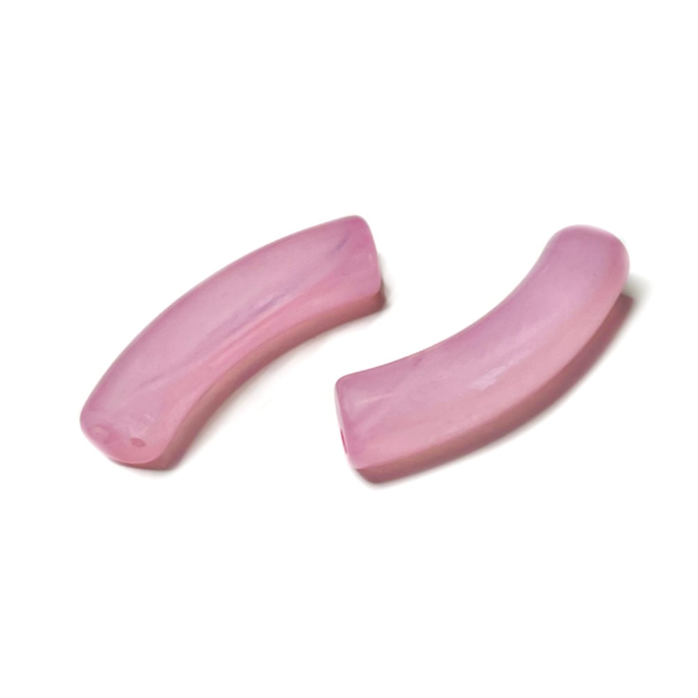 (per stuk) Acryl Tube Kraal Imitatie Gemstone Licht Roze - 32x8mm