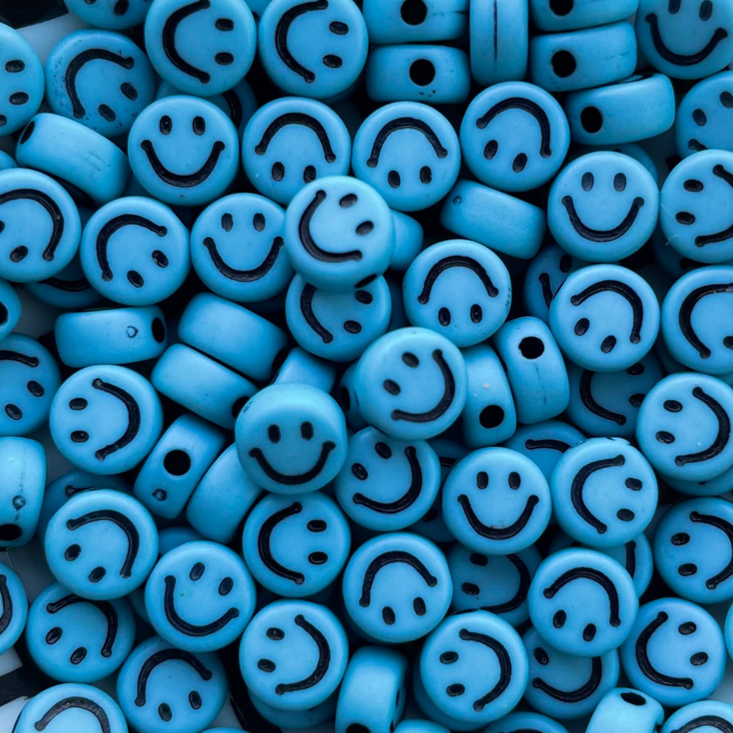 5 stuks Smiley kraal blauw - 7mm