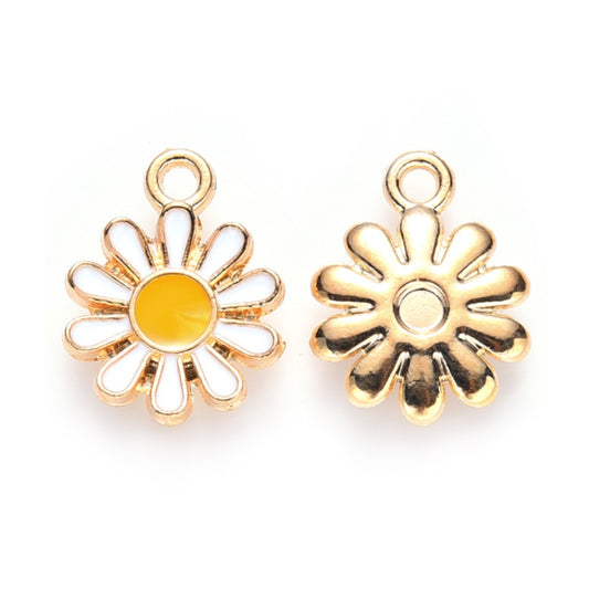 (per stuk) Witte Bloem bedel - 14x12mm