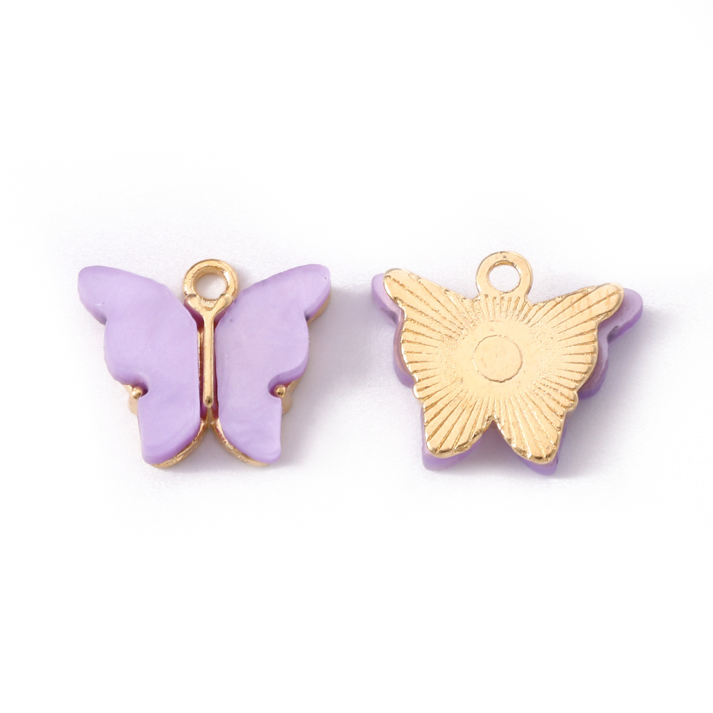 (per stuk) Paarse Vlinder bedel - 14x16,5mm