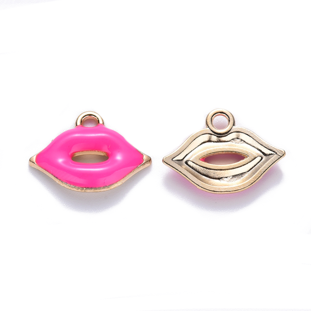 (per stuk) Bedel lip roze - 13x18x3mm