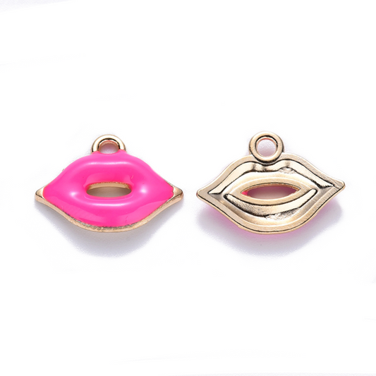 (per stuk) Bedel lip roze - 13x18x3mm
