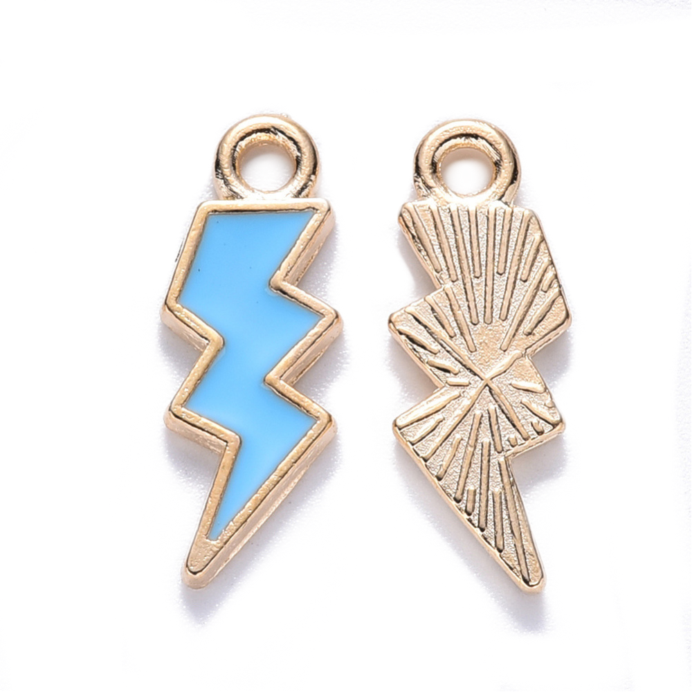 (per stuk) Lightning Bolt blauwe bedel - 20x7x1,5mm