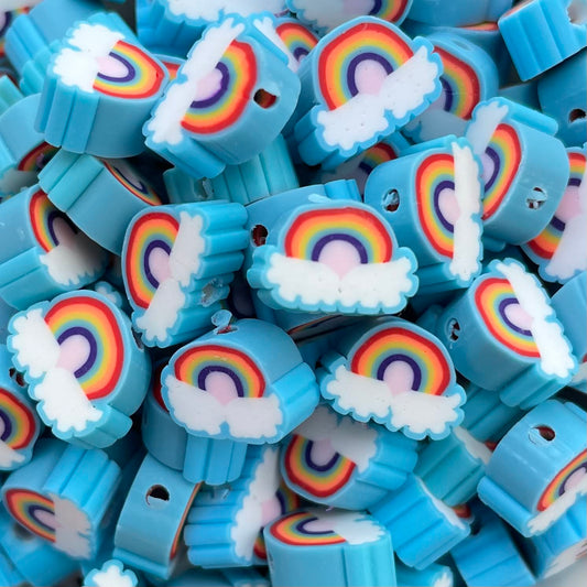 5 stuks Polymeer kraal regenboog - 10mm