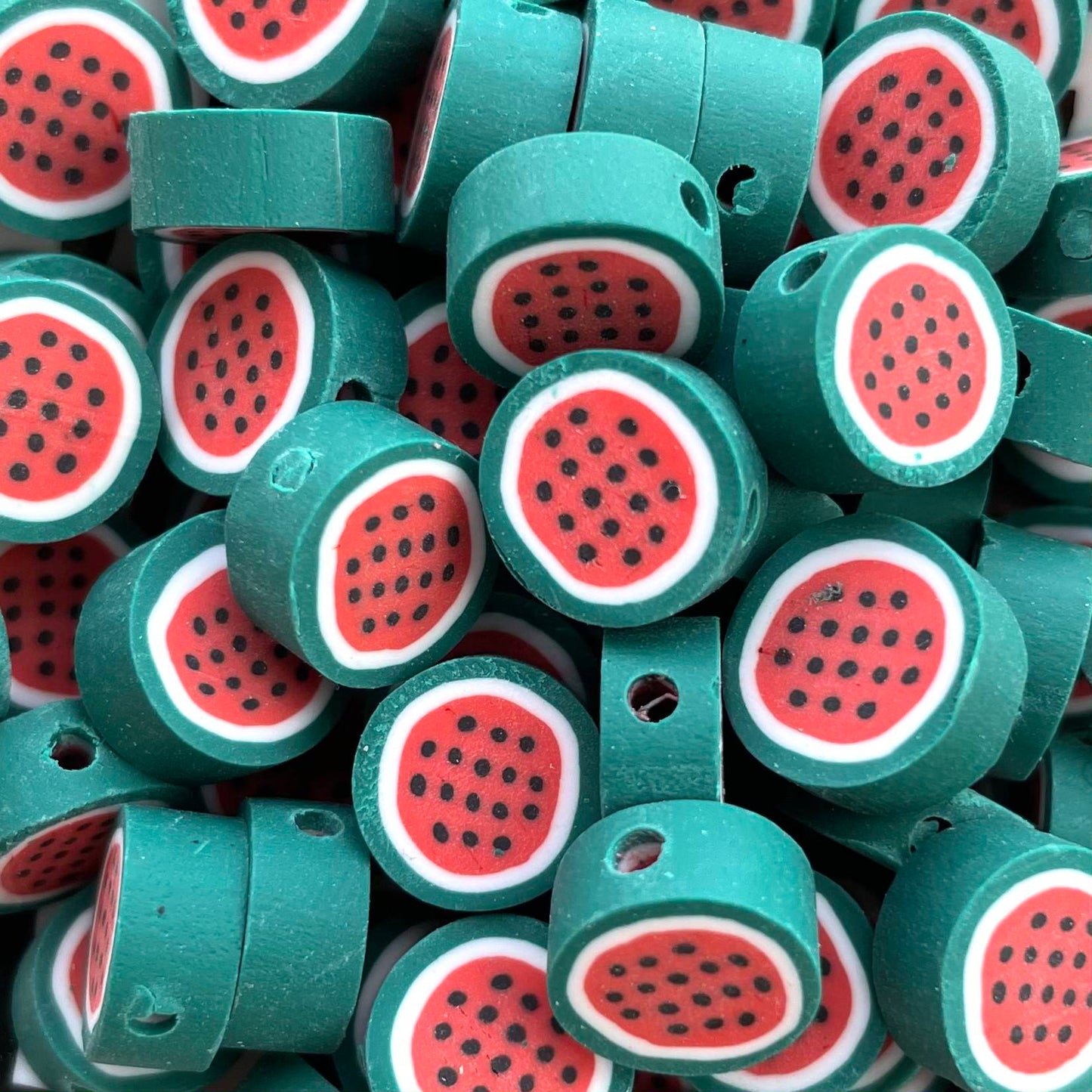 (per stuk) Polymeer fruit kraal Watermeloen Rond - 9,5mm