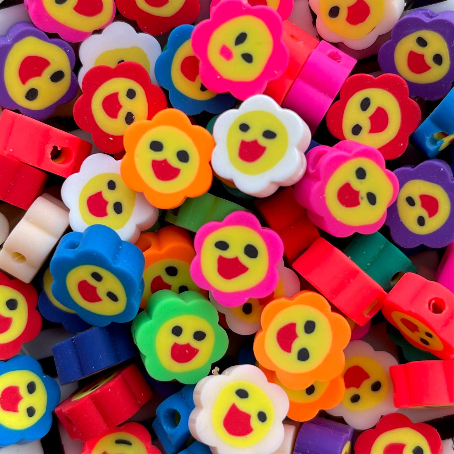 5 stuks Polymeer Smiley bloem kralen - 10mm
