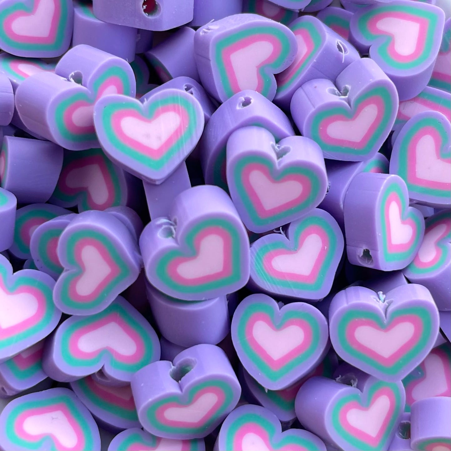 5 stuks Polymeer hartjes kraal Paars - 10mm