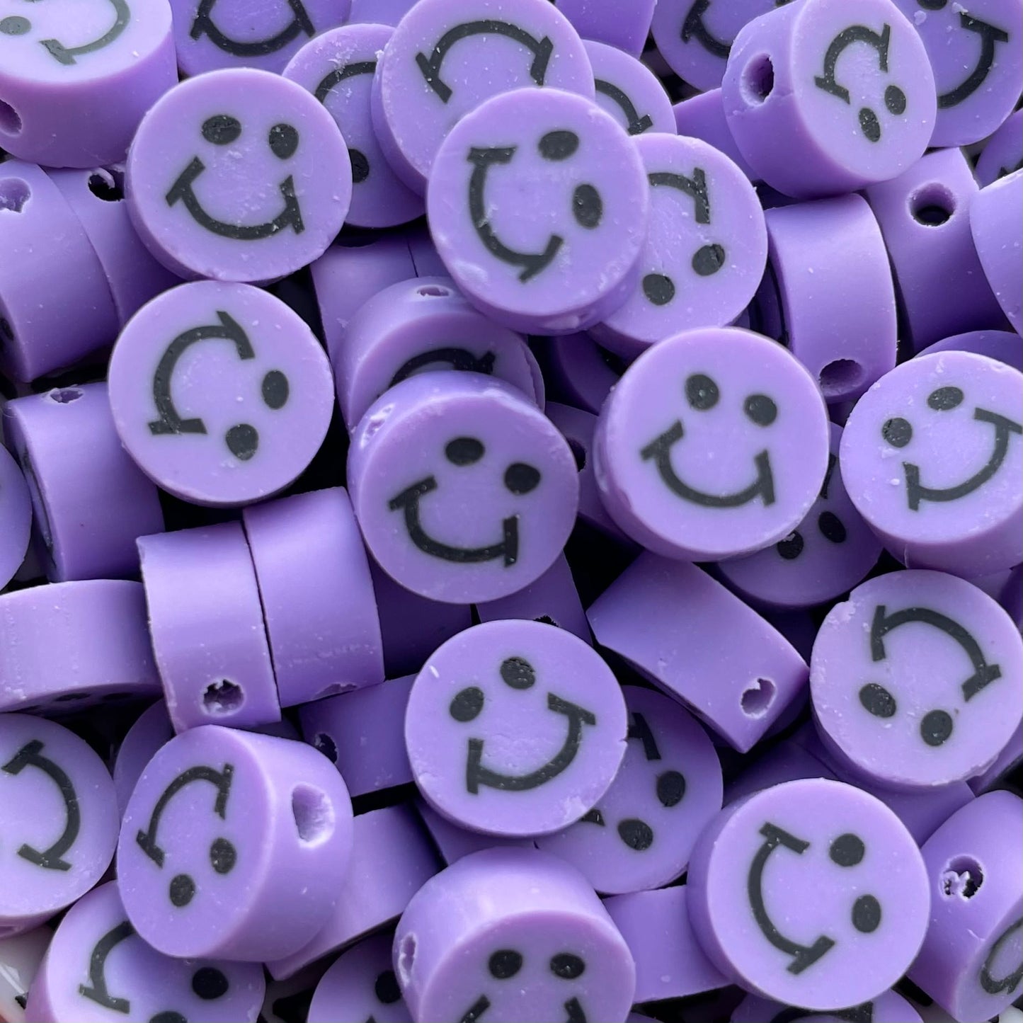 5 stuks Polymeer smiley kraal pastel paars - 10mm