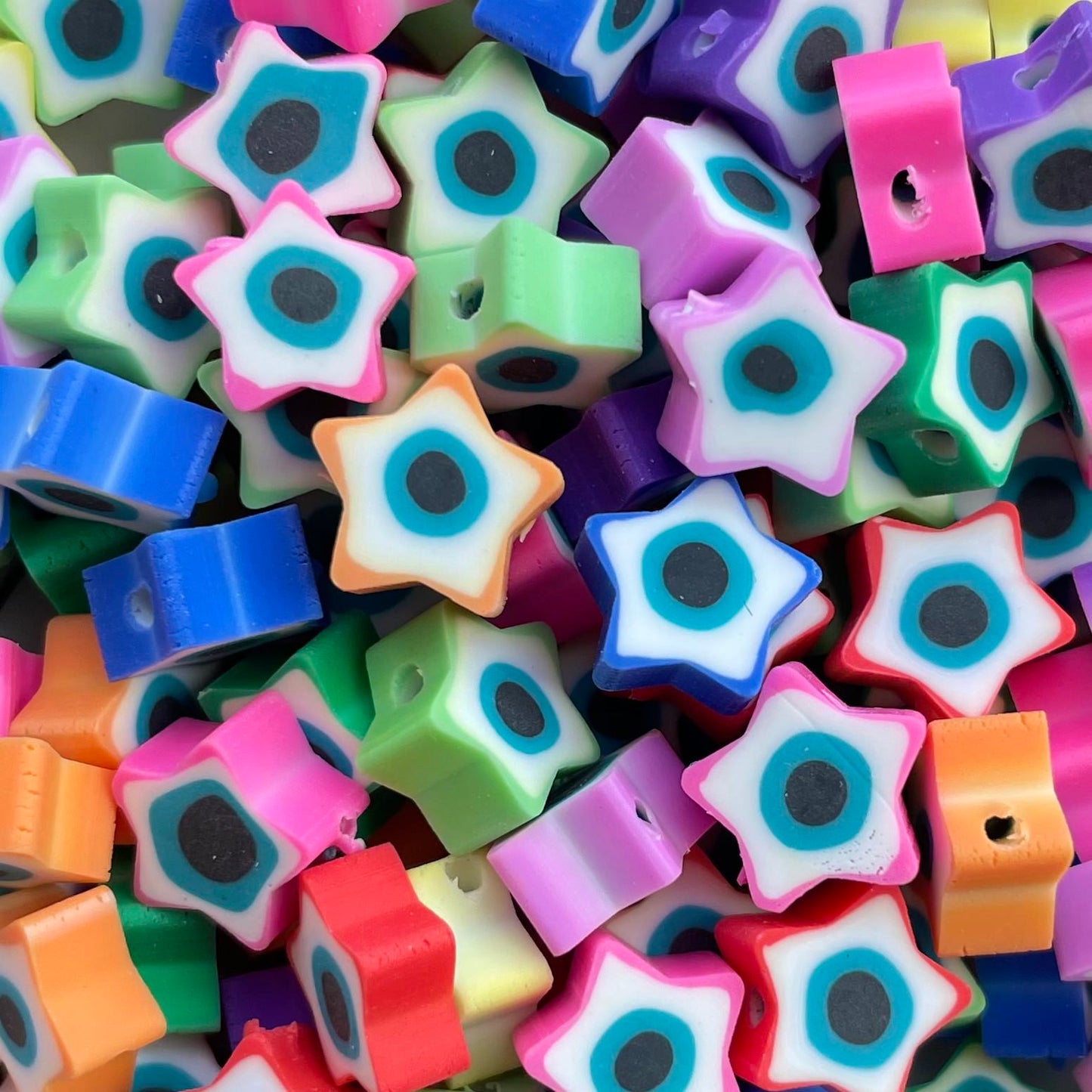 5 stuks Polymeer Oog Ster kralen verschillende kleuren - 10mm