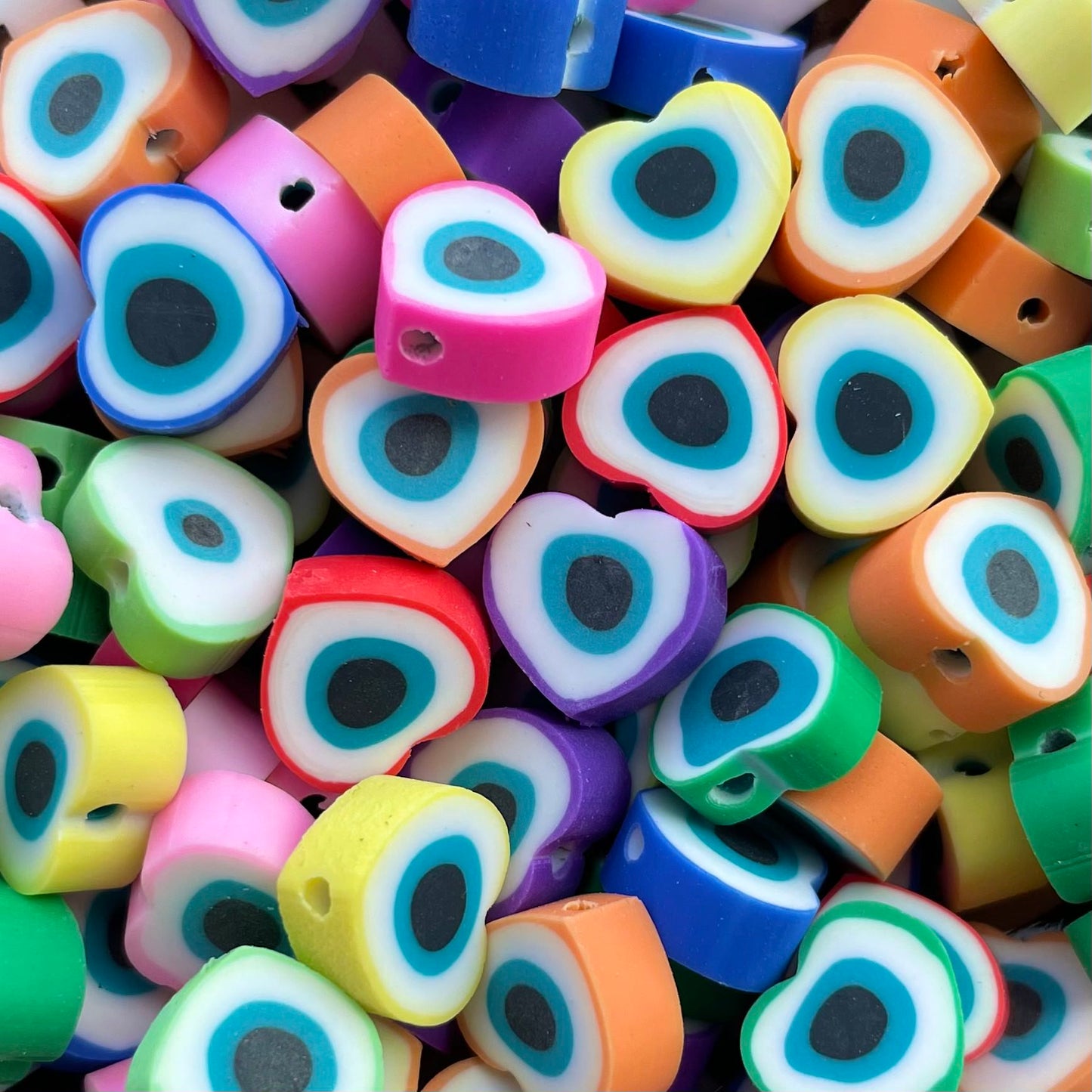 5 stuks Polymeer Oog Hart kralen verschillende kleuren - 10mm