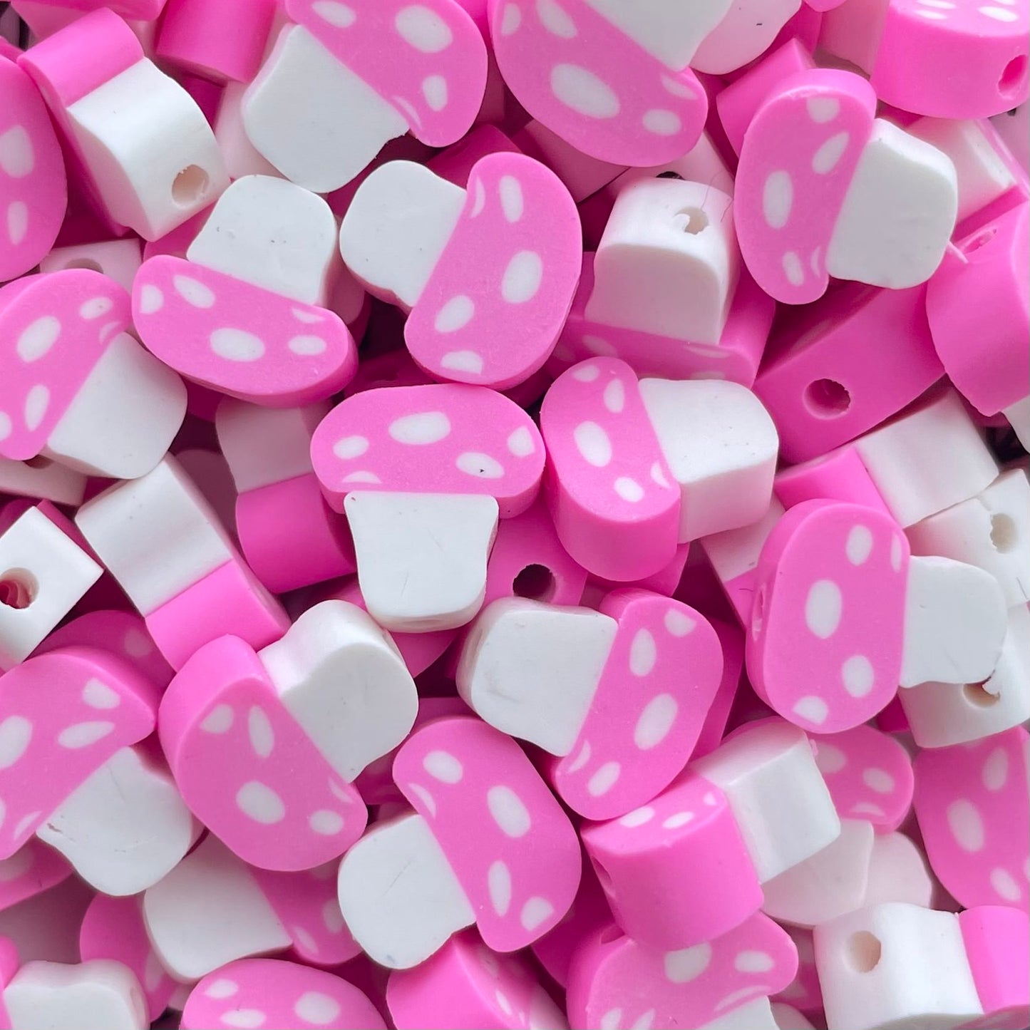 5 stuks Polymeer Paddenstoelen kraal Roze - 10mm