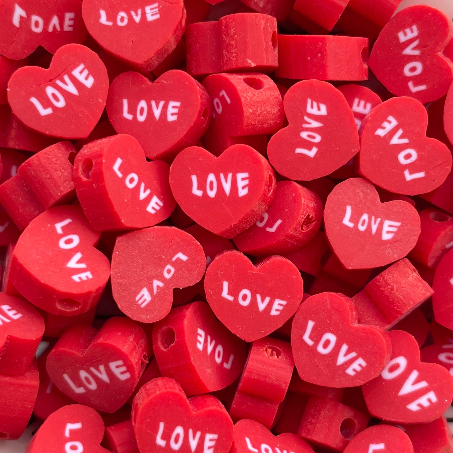 5 stuks Polymeer Hartjes Love kraal Rood - 10mm