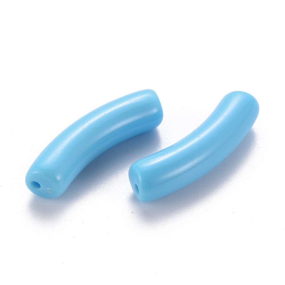 (per stuk) Acryl Tube Kraal Blauw - 32x8mm
