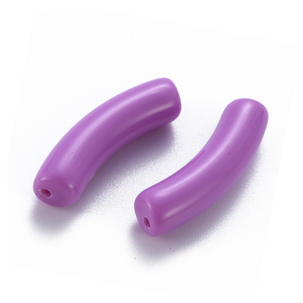 (per stuk) Acryl Tube Kraal Paars - 32x8mm