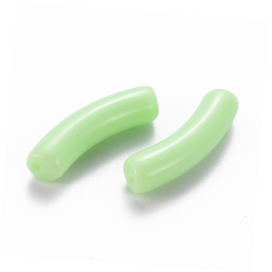 (per stuk) Acryl Tube Kraal Mint Groen - 32x8mm