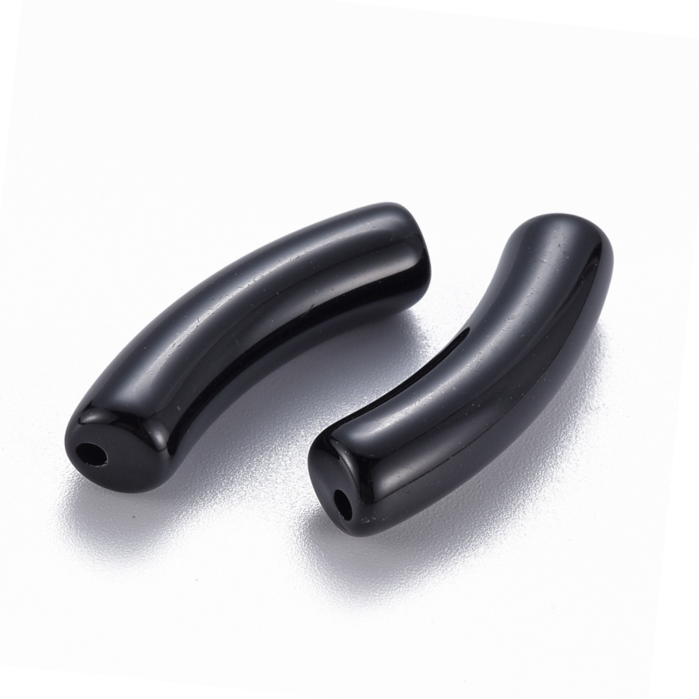 (per stuk) Acryl Tube Kraal Zwart - 32x8mm