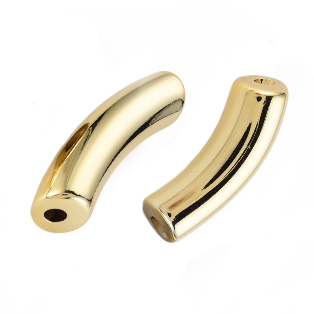 (per stuk) Acryl Tube Kraal Goud - 32x8mm