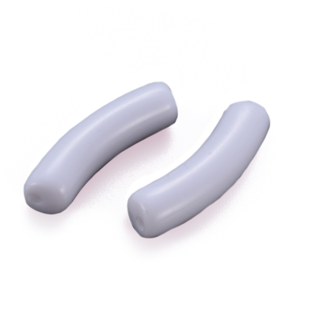 (per stuk) Acryl Tube Kraal Wit - 32x8mm