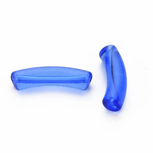 (per stuk) Acryl Tube Kraal Transparant Blauw - 32x8mm
