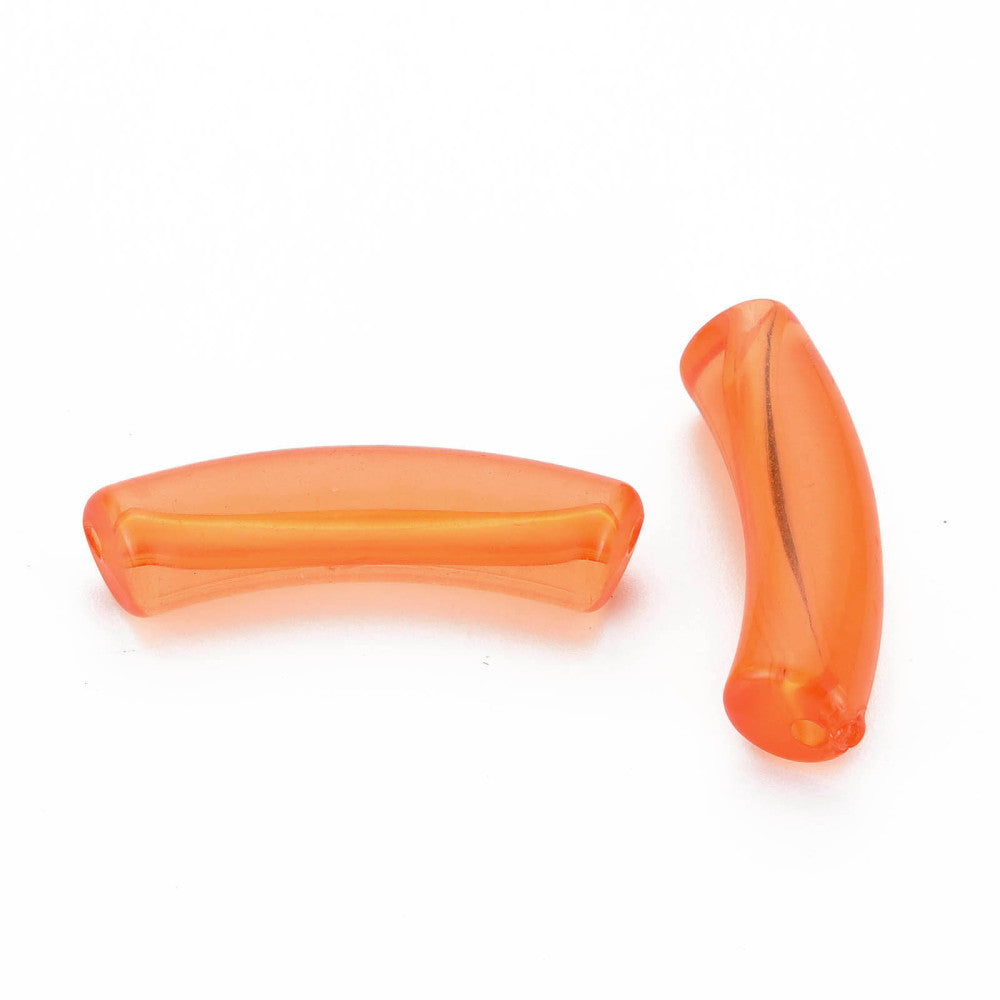 (per stuk) Acryl Tube Kraal Transparant Oranje - 32x8mm