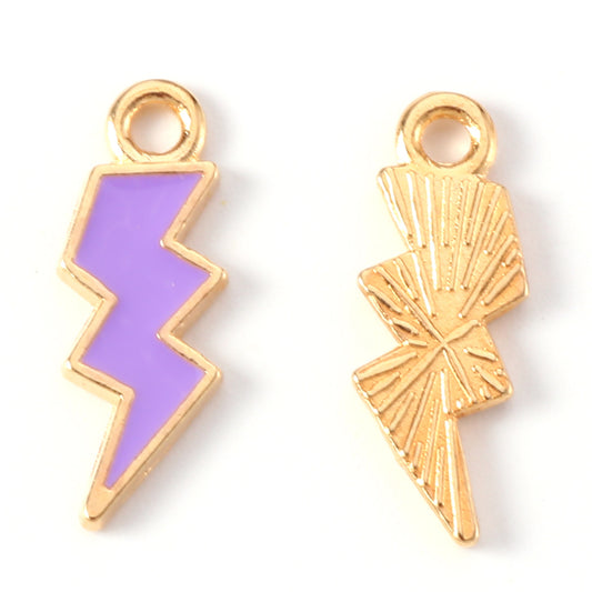 (per stuk) Lightning Bolt paarse bedel - 20x7x1,5mm