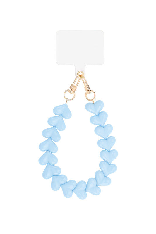 (per stuk) Telefoonkoord hartjes blauw